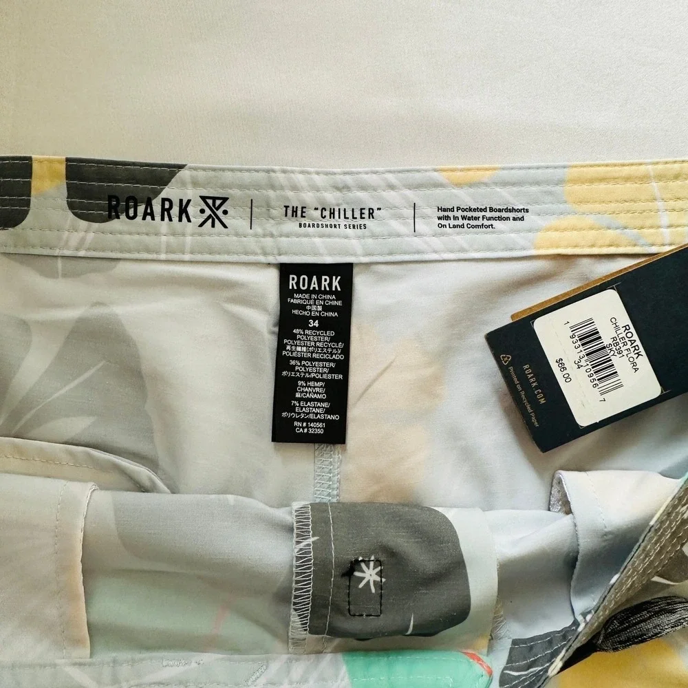 NWT ROARK Revival The Chiller Board Shorts Floral Print Mens 34‎ Vacation Resort